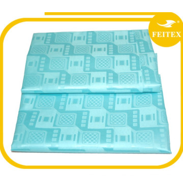 FEITEX sky blue African jacquard cloth material fabric 100% polyester guinea brocade damask shadda for wedding party